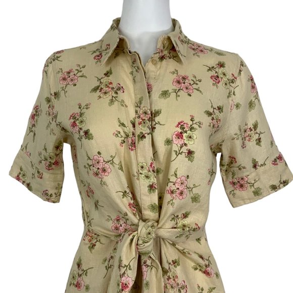 Lauren Ralph Lauren Black Label Floral Linen Shirtdress 6 Natural Cottagecore - Picture 6 of 12